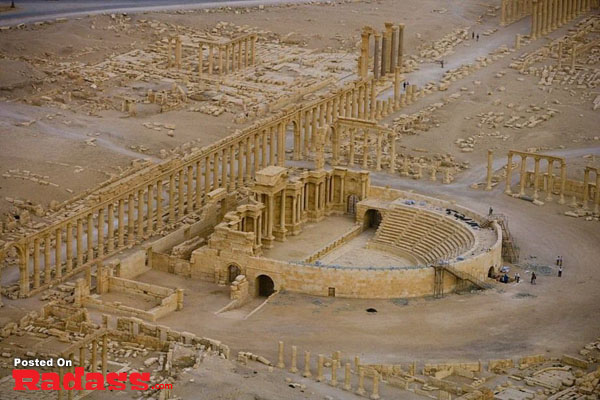 An aerial view of the ancient city of Palmyra in Syria, a captivating destination for those planning to visit or explore historically rich sites.