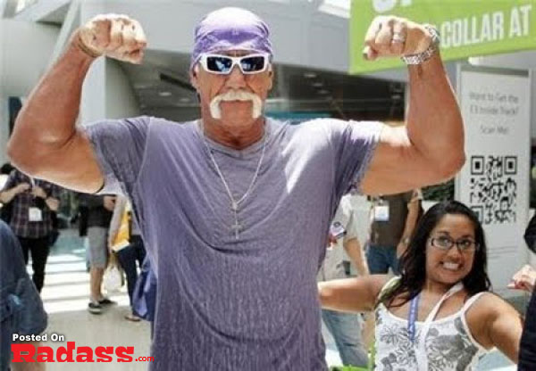 Hulk Hogan, the ultimate badass, never fails to make a grand entrance and photobombs celebrities in his own unique style.