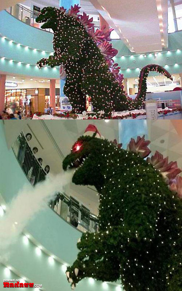 A WTF Japan godzilla Christmas tree in a mall (46 Pics).