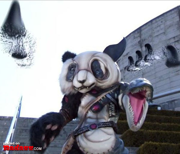 A panda bear in costume baffles viewers with its WTF Japan inspiration.