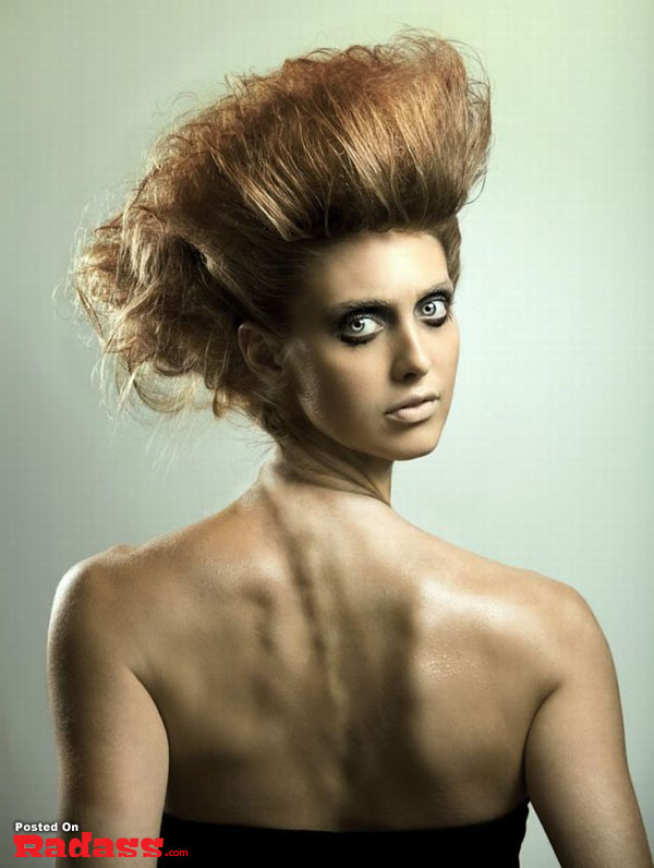 Creative photos by Aaron Nace featuring a woman with a big hairdo.