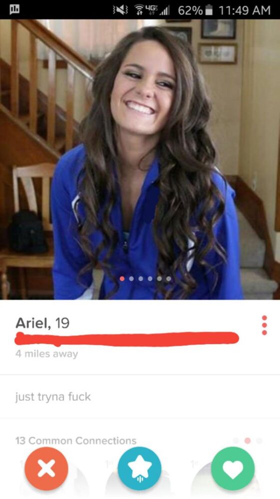 Top Tinder Finds for the Week - A picture of a woman on a dating app.