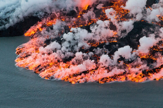 Aerial view, lava flow.