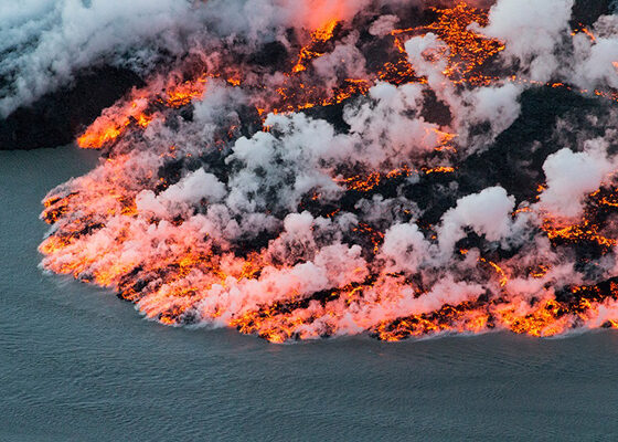 Aerial view, lava flow.