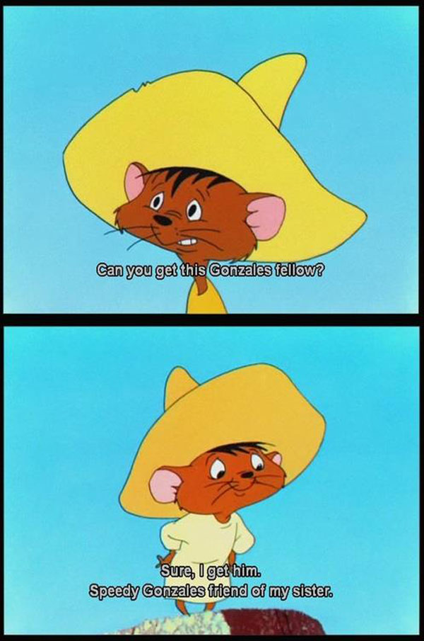A cartoon of a mischievous mouse wearing a hat and a sombrero, with hidden dirty jokes for the keen-eyed viewers.