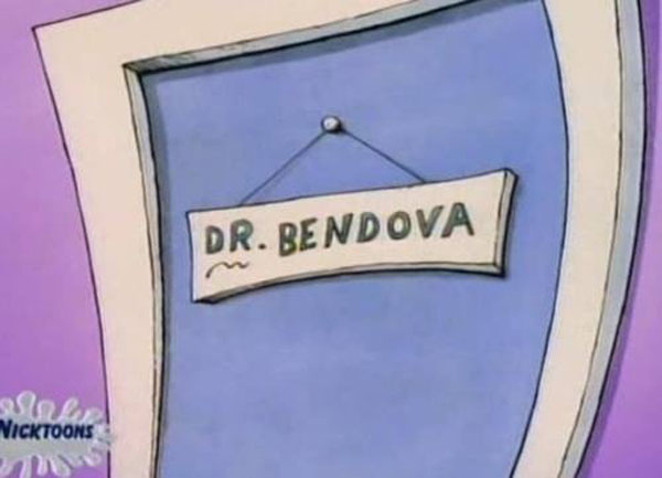 A cartoon door sign that conceals Dr. Bendova's dirty jokes within.
