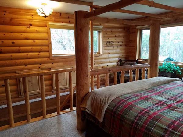 A room at the lodge with beds.