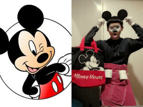 A man in a low-cost Mickey Mouse cosplay brings joy to the internet.