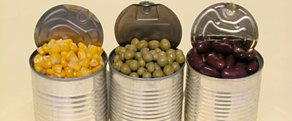 College student meals packed in tin cans.