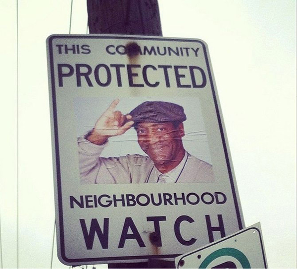 This Canadian community protected neighborhood watch sign is on a pole.