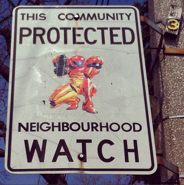 This Canadian man vandalizes the community protected neighbourhood watch sign.