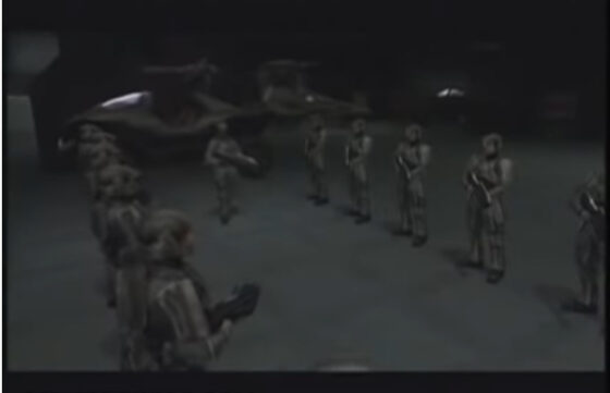 A group of soldiers standing in a dark room, reminiscing about 10 Old Video Games You Need To Play Before You Die.