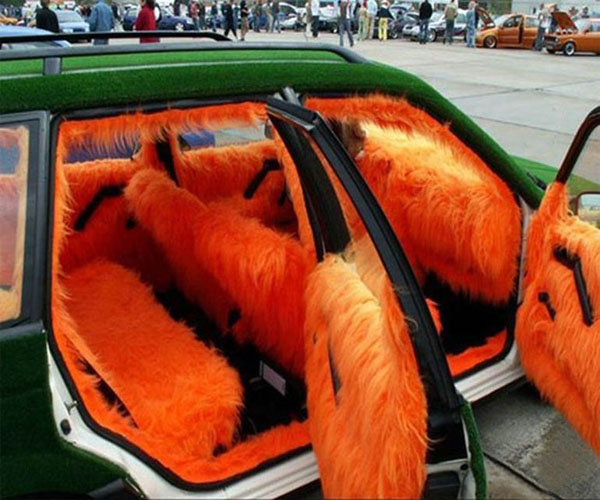 WTF Car Covered in Orange Fur