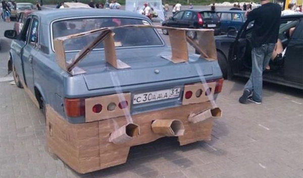 A cardboard car that is WTF and just plain wrong.