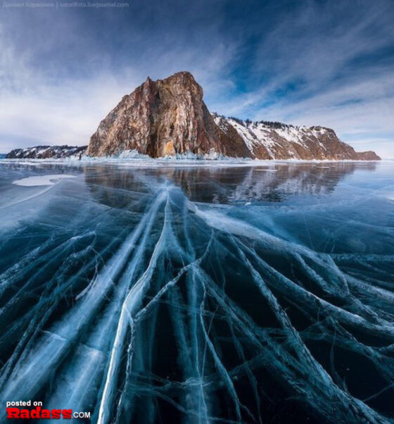 A cool rock in the water.