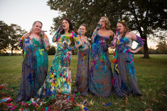 Bridesmaids, paint splatters