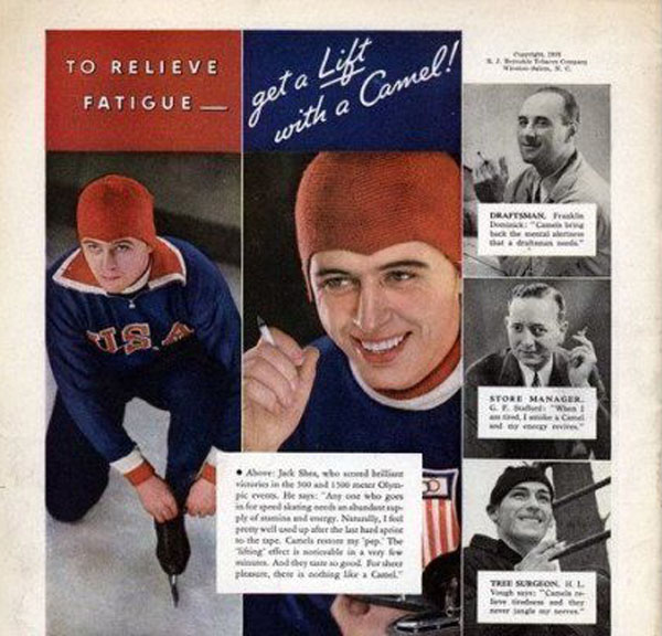 A magazine ad featuring a man in a hat and a man in a hat.