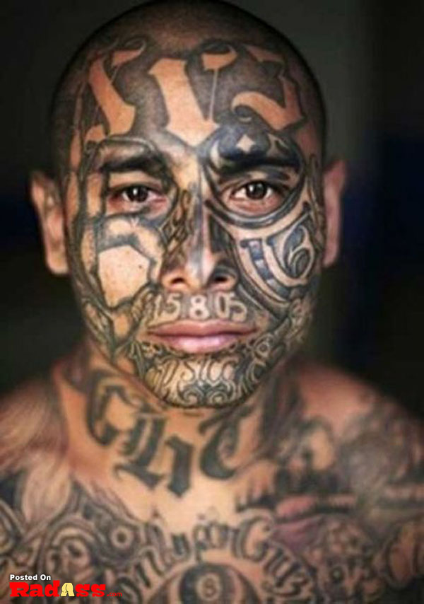 A man with permanent face tattoos.