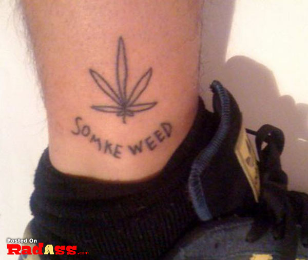 A person with a marijuana leaf tattoo on their ankle emphasizes the permanence of their ink.