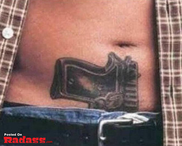 A man sporting a gun tattoo on his stomach is among the 32 people packing for life.