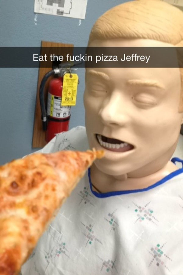 Eat the funny and too good pizza, Jeffrey.