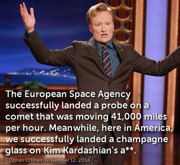 The European Space Agency successfully landed a probe on a champagne bottle, sparking internet fascination.