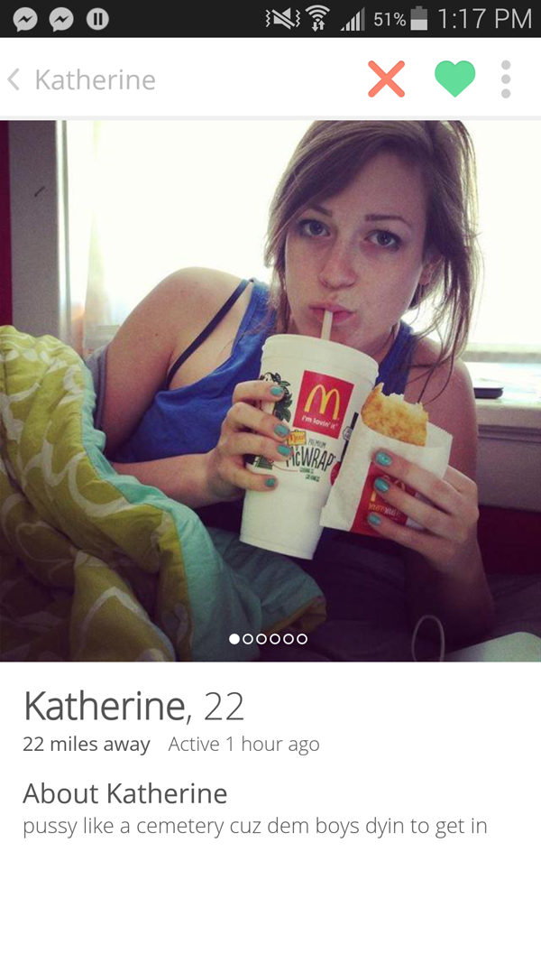 McDonald's dating site - screenshot with top Tinder finds.