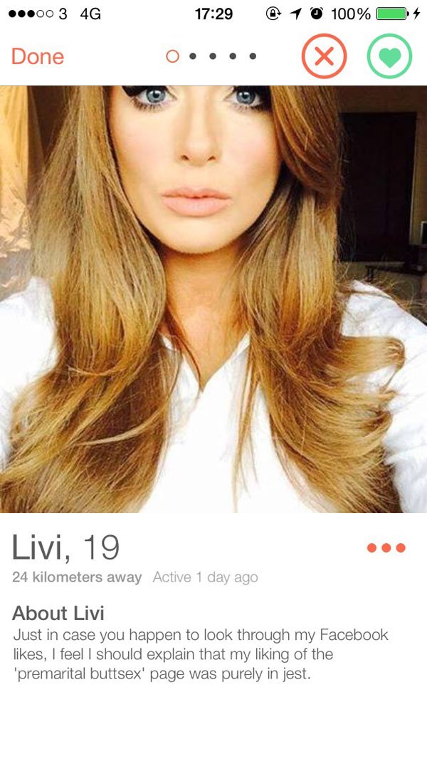 One of Our Top Tinder Finds For The Week, a woman posing for a dating app photo.