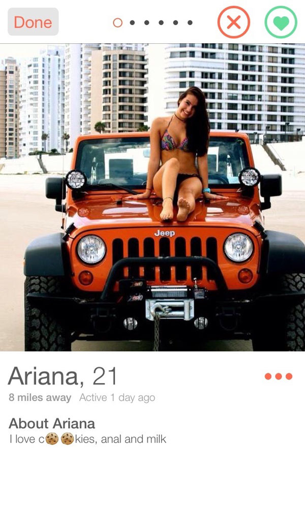 Our Top Tinder Find: Woman Jeep Sitting.