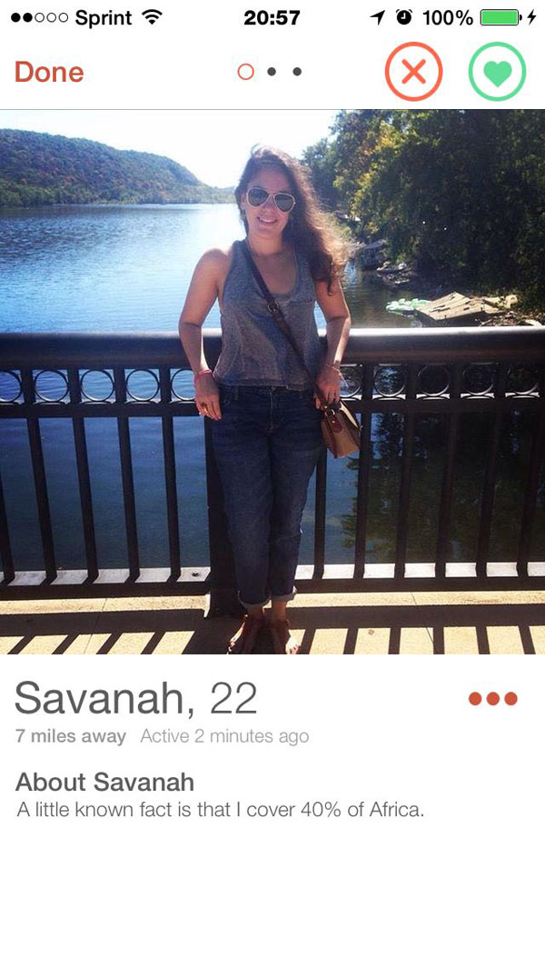 Top Tinder find: Woman poses for dating app photo.