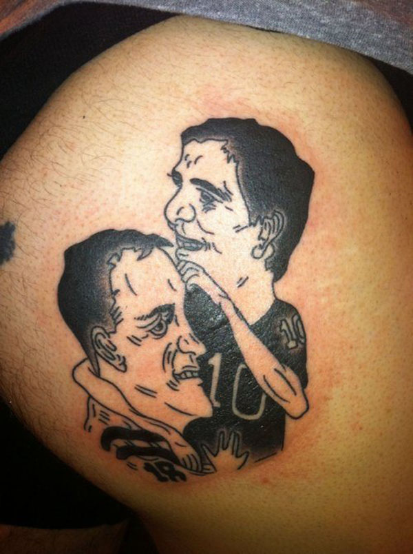 A comforting tattoo of a couple to uplift your spirits.