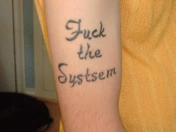 A rebellious individual proudly displaying a tattoo that defies societal norms, encouraging empowerment and self-expression.
