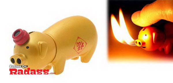 If you're going to light up, make sure you do it in style with this pig sporting a flame in its mouth.