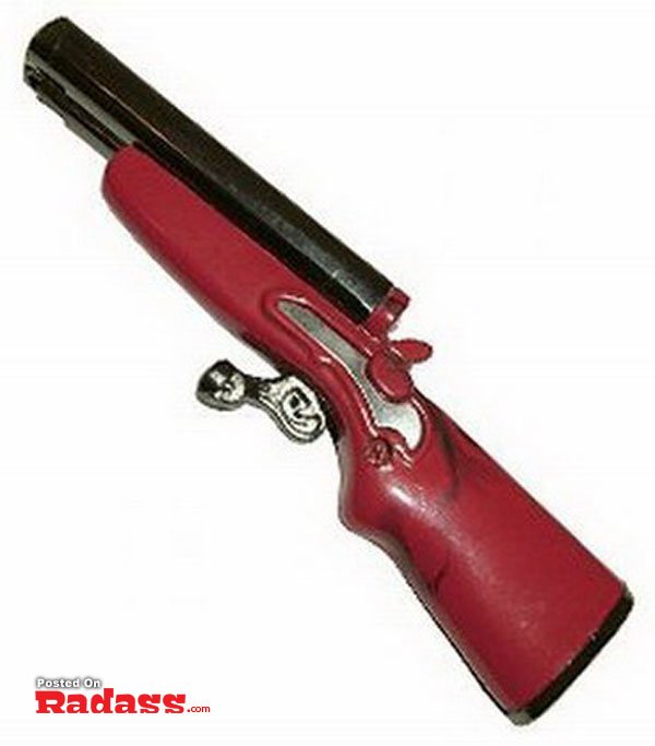 A stylish red gun with a sleek black handle showcased beautifully on a white background.