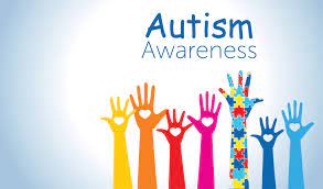 A vibrant background promoting autism awareness with the words 