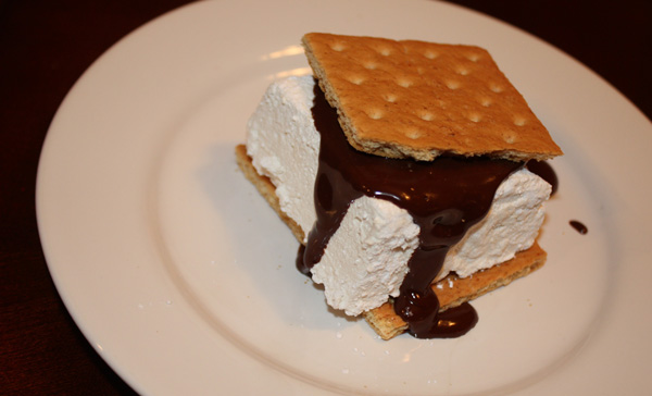 Indulge in a decadent foodgasm with an irresistible s'more adorned with luscious chocolate and creamy ice cream.
