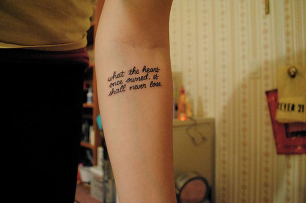 Quote tattoo, forearm.