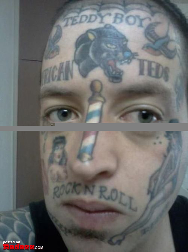 A man with forever-regrettable face tattoos.