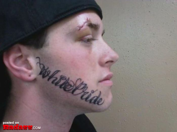 A man with a regrettable tattoo on his face.