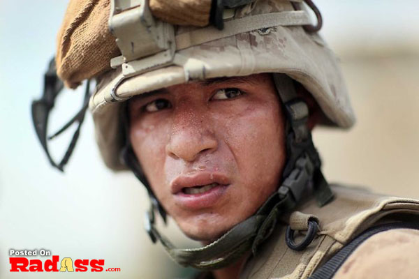 A soldier wearing a helmet, American Heroes.