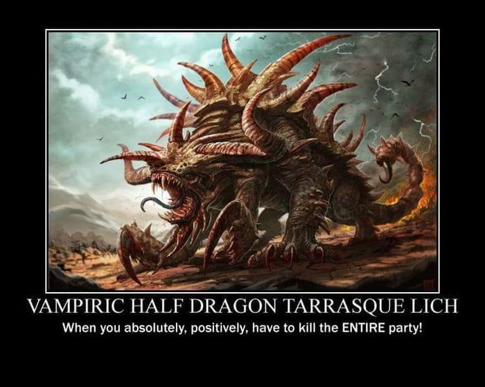 Half dragon tarasque lich.