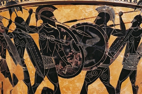 An ancient Greek vase showcasing warriors from one of the greatest warrior cultures in history.