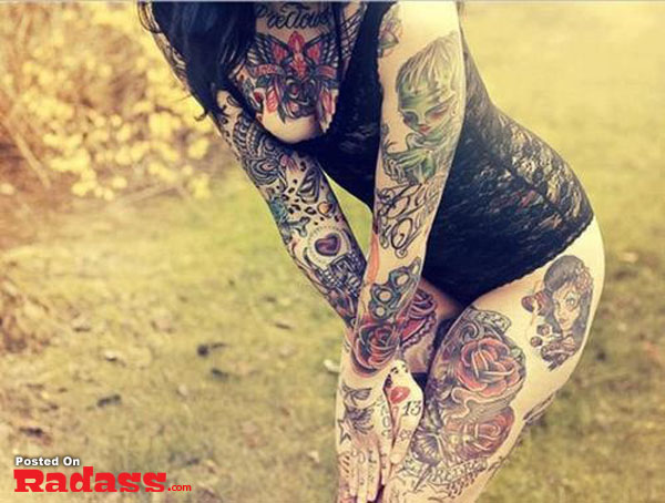 A mesmerizing tattoo of a woman adorned with graceful roses on her forearm.