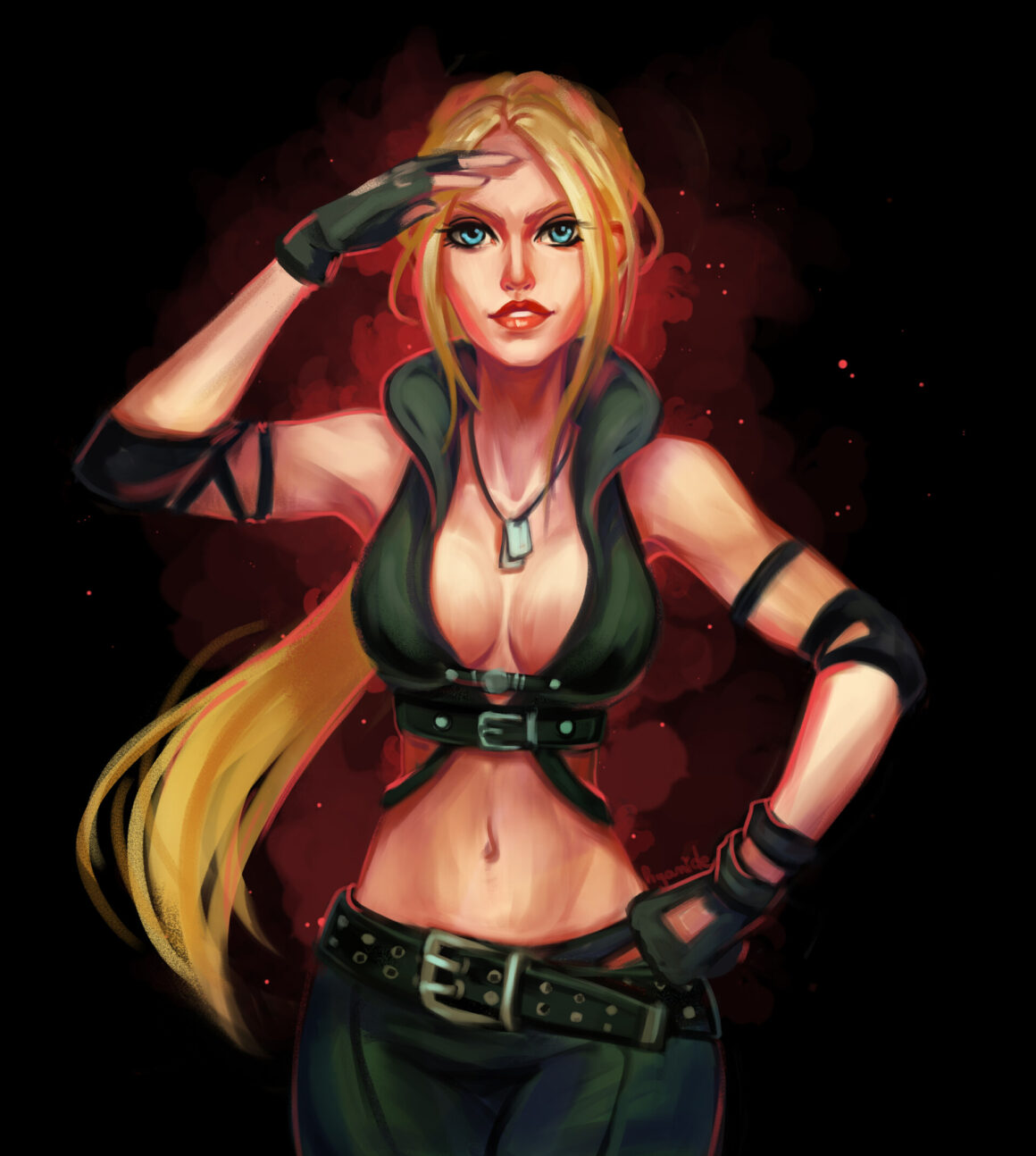 A female character with long blonde hair.