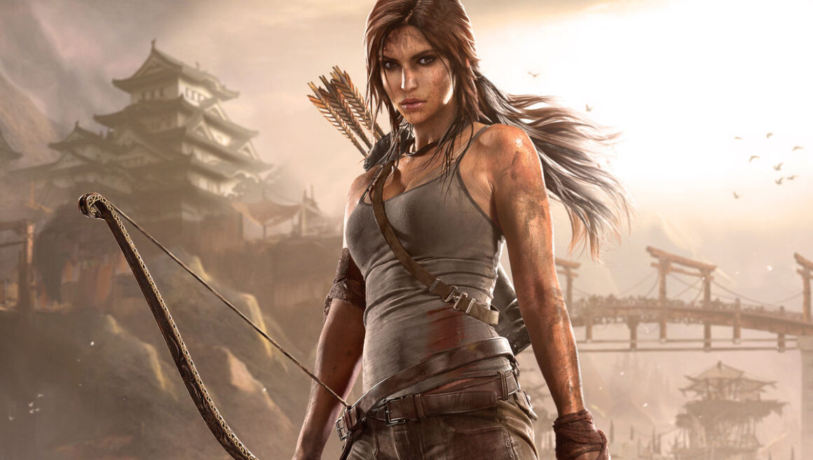 The tomb raider is showing off her skills with a bow and arrow, inspiring girls to learn.