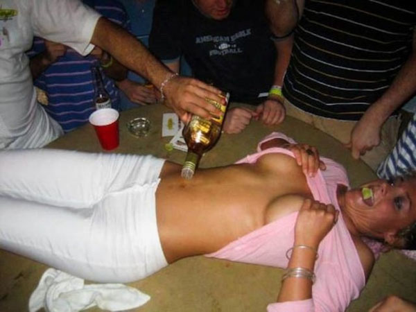 A woman enjoying some alcohol during a wild weekend (56 Pics).