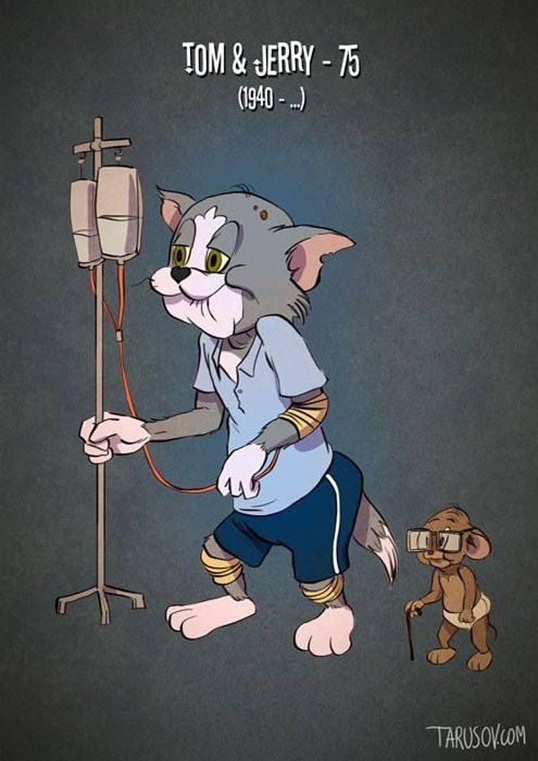 old Cartoon popular personalities aged to look their own age. (1)