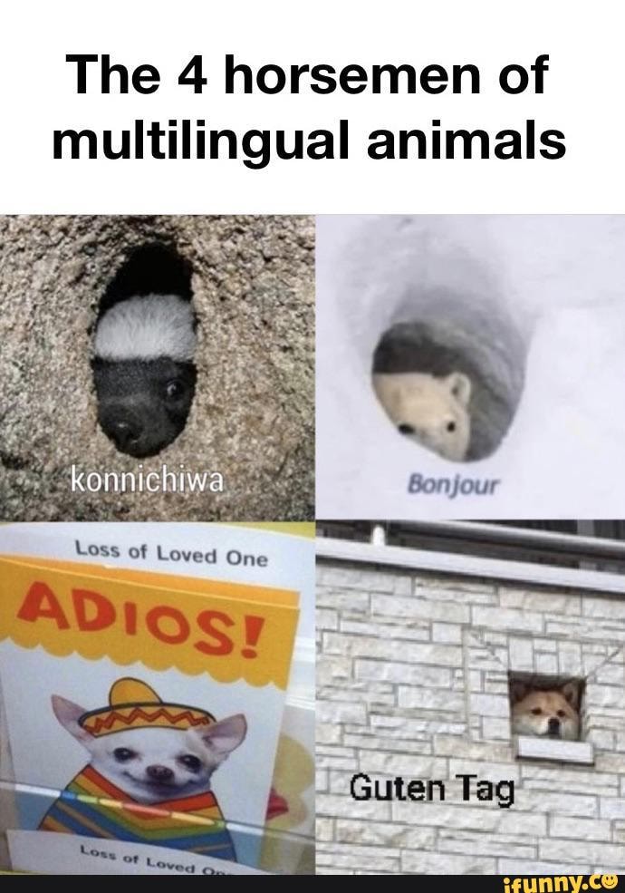 The 4 horsemen of multilingual animals.
