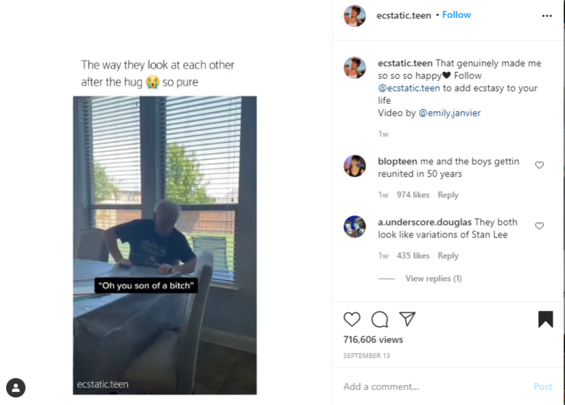 A screenshot of an instagram post showing a man sitting at a table.