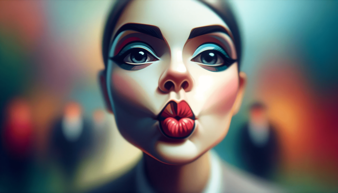 An image of a woman with lipstick on her lips.